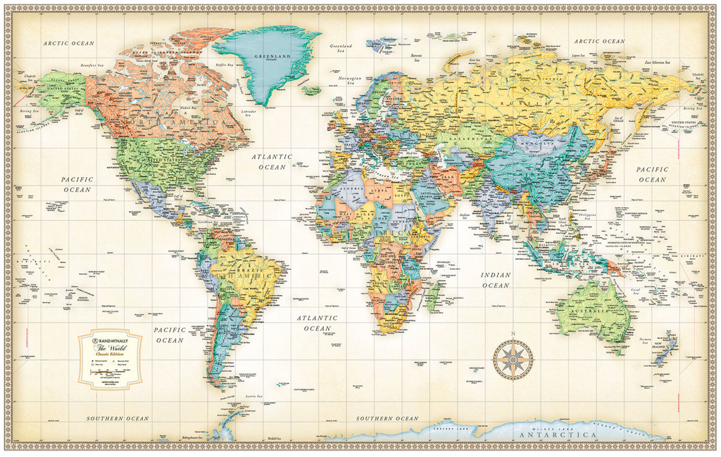 World Map Classic Paper Brown Oceans World map Classic Edition Paper Shop Online at