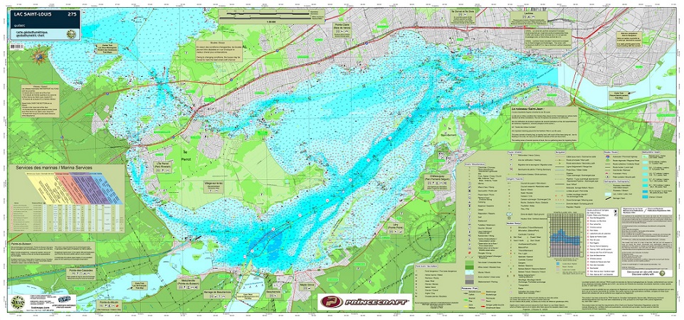Lac Saint-Louis #275 - Waterproof map from TrakMaps.Colour fishing map showing lake depths and ...