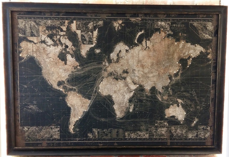 World Map with LED Lights Wood Framed World Map with LED Lights Wood