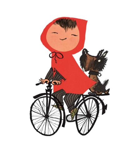 RED RIDING HOOD ON BICYCLE CARD - (blank inside) - Shop Online at